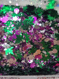 420 Leaf & purple & Silver glitter