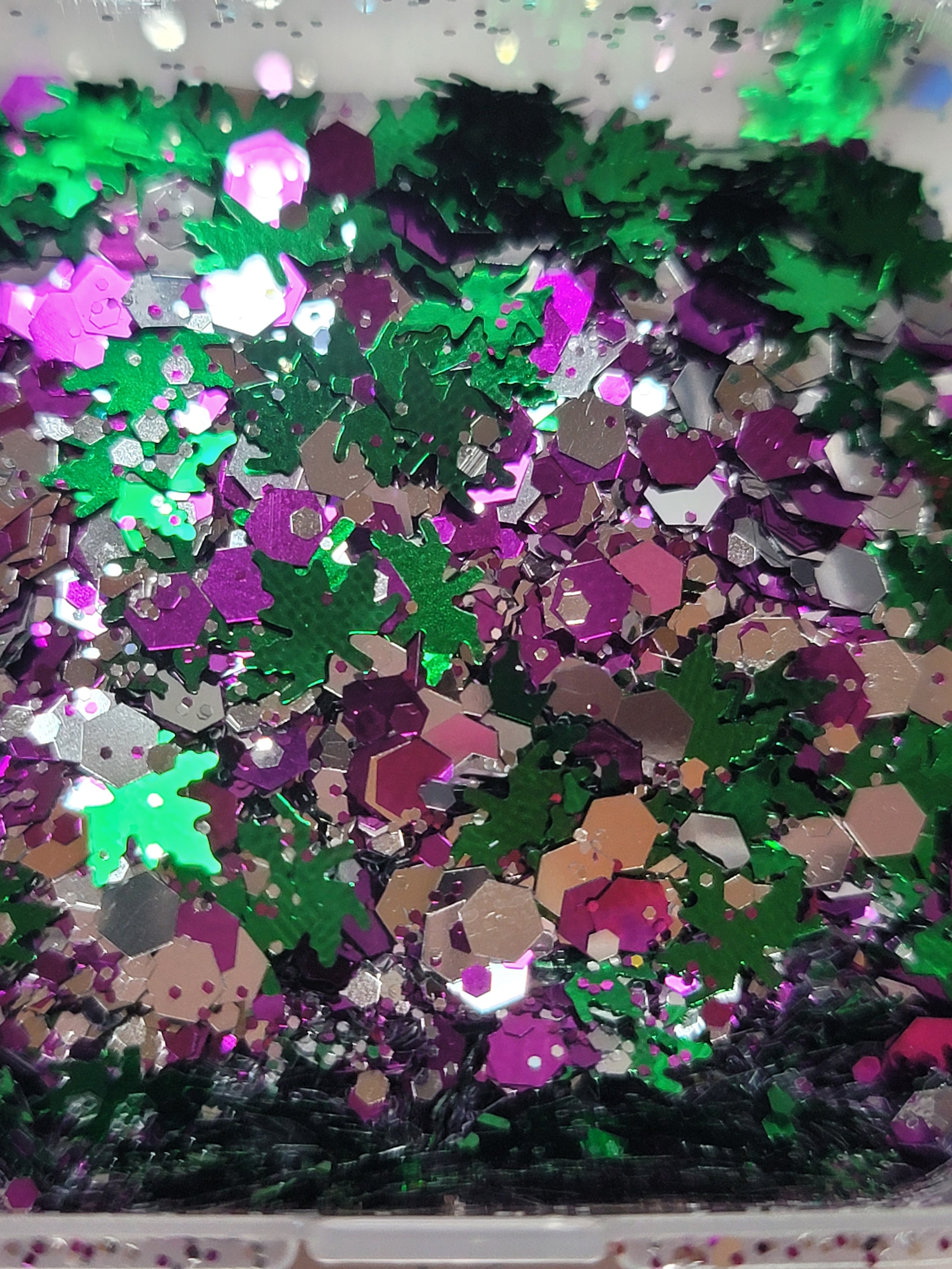 420 Leaf & purple & Silver glitter